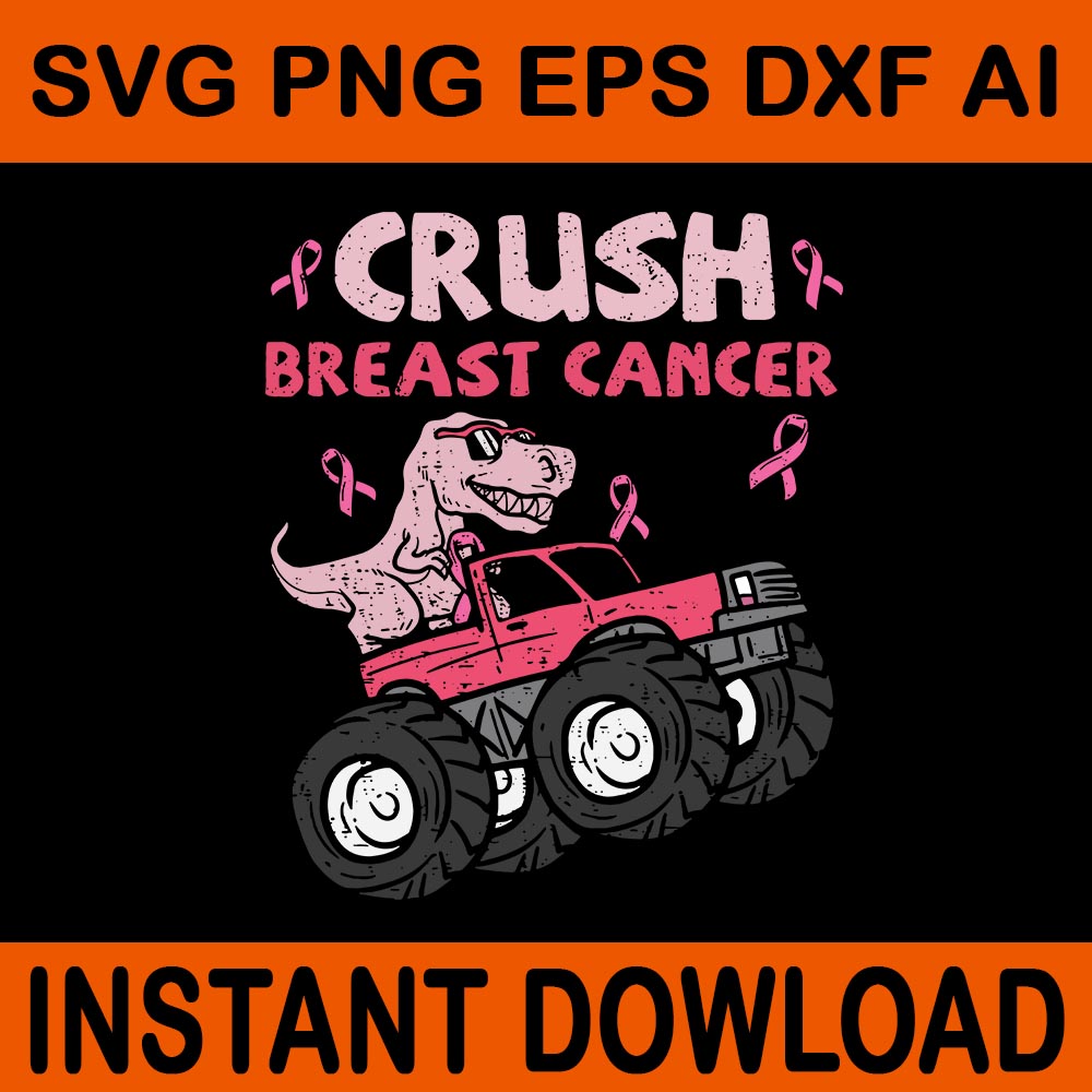 Crush Breast Cancer Awareness Monster Dinosaur SVG