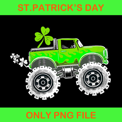 St Patrick's Day Leprechaun Monster Truck Png, Truck Irish Png