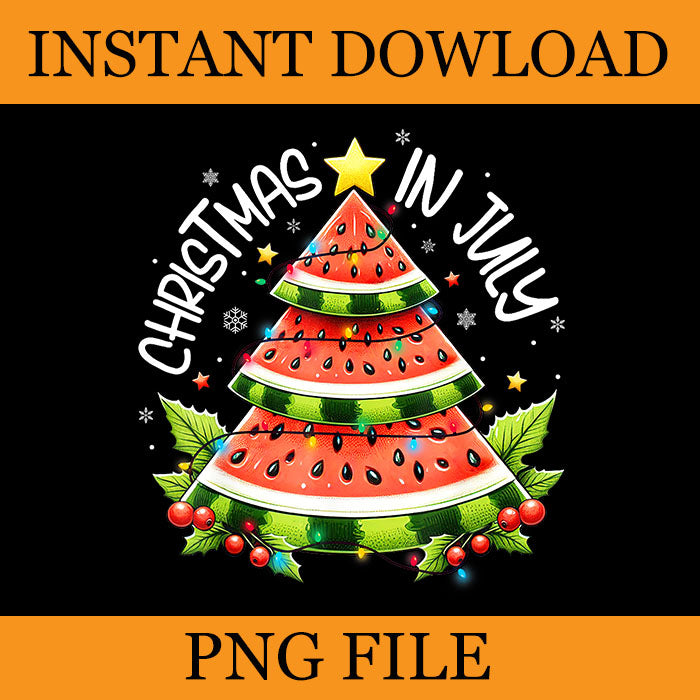 Christmas In July PNG, Watermelon Xmas Tree Summer PNG