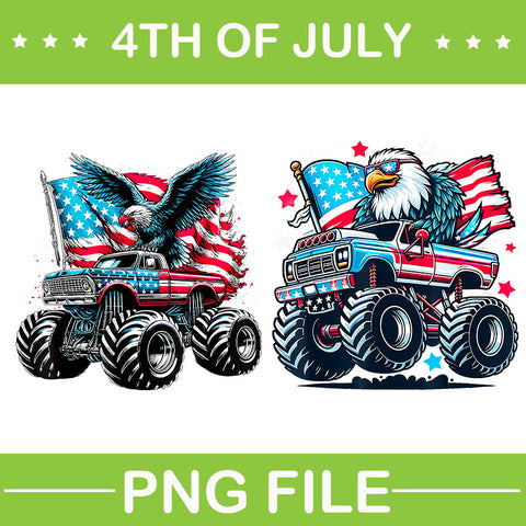 Monster Truck Bald Eagle PNG, Eagle 4th Of July PNG, Truck 4th Of July PNG