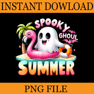 Spooky Ghoul Summer PNG, Ghost Flamingo Summer Vacation PNG