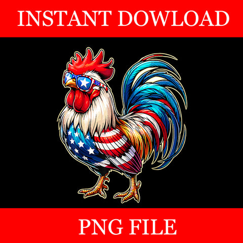 Chicken USA Flag Patriotic PNG, Chicken Lover 4th of July PNG