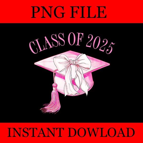 Class of 2025 coquette bow png, senior 2025 png