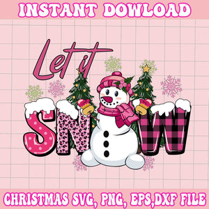 Let It Snow Svg, Pink Christmas Svg, Pink Winter Svg, Pink Santa Svg, Pink Santa Claus Svg, Christmas Svg