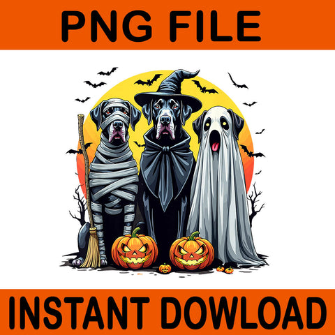  Witch Ghost Dog Great Dane Halloween PNG