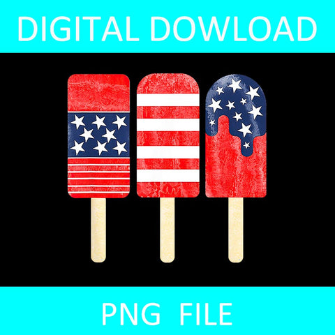 4th Of July Popsicle White Red Blue American Flag PNG, Icream 4th Of July PNG