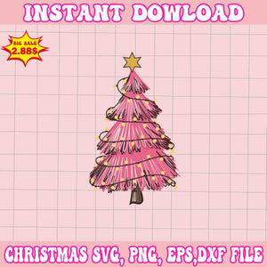 Pink Tree Svg, Santa Christmas Svg, Pink Christmas Svg, Tree Christmas Svg