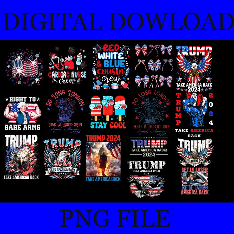 Bundle 4th Of July PNG, Trump Take America  Back PNG