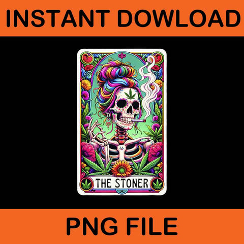 The Stoner 420 Cannabis Weed Skeleton Tarot Card PNG