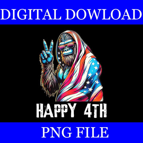 Bigfoot Happy 4th PNG, Bigfoot 4th Of July Patriotic PNG