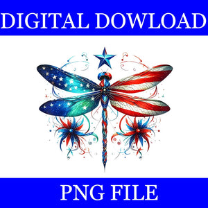 American Flag Dragonfly PNG, Dragonfly 4th Of July PNG