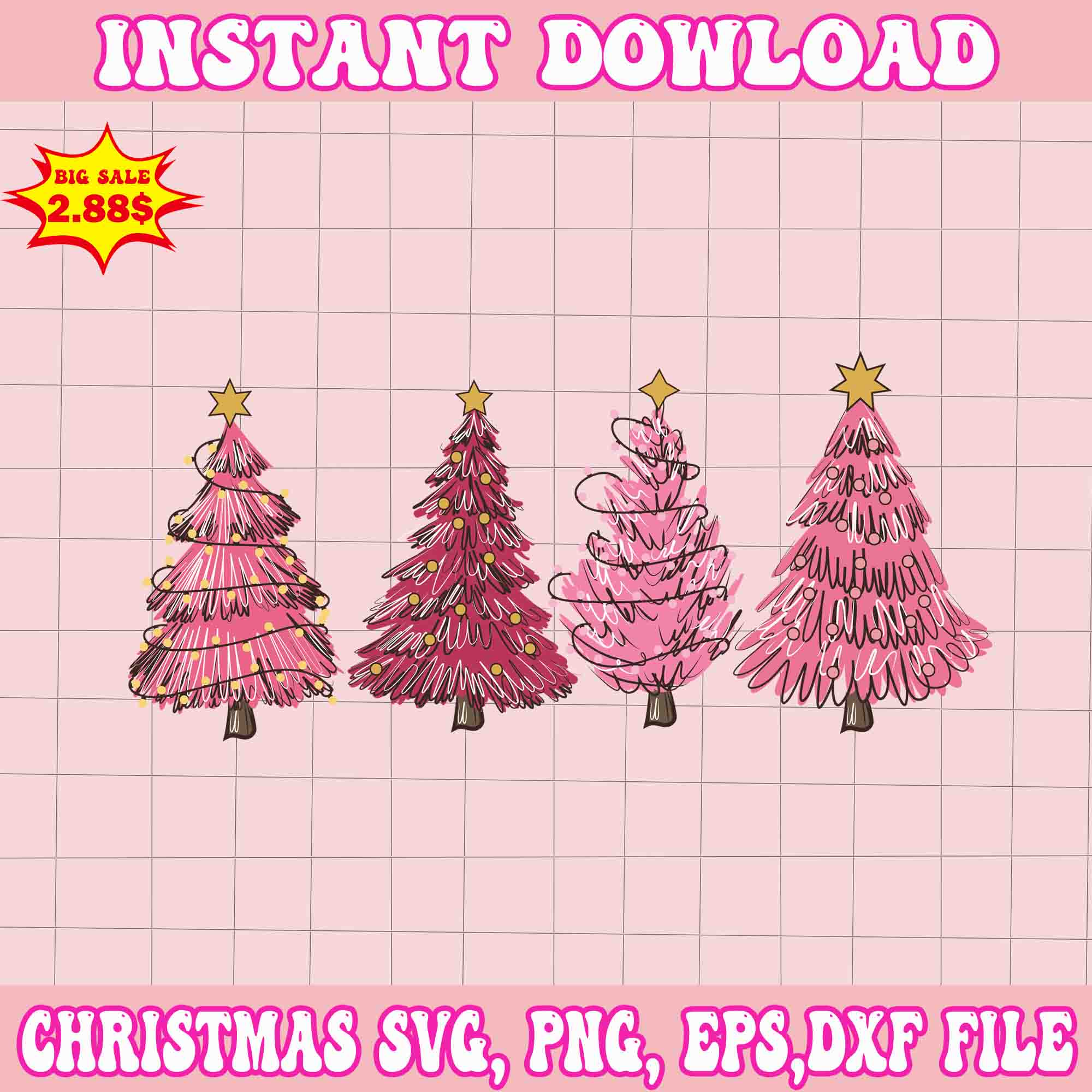 Pink Christmas Trees  Svg, Santa Christmas Svg, Pink Christmas Svg, Tree Christmas Svg