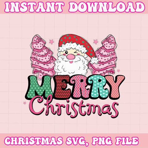 Merry Christmas Santa Svg, Pink Christmas Svg, Pink Winter Svg, Pink Santa Svg, Christmas Vibes, Pink Santa Claus Svg, Pink Cake Svg, Pink Tree Svg