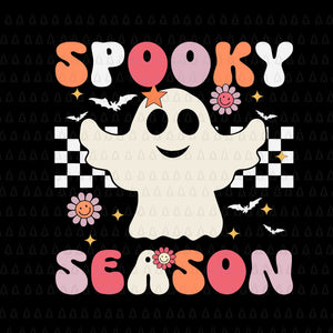 Spooky Season Groovy Cool Ghost Pumpkin Svg, Spooky Season Groovy Svg, Ghost Pumpkin Svg, Halloween Svg