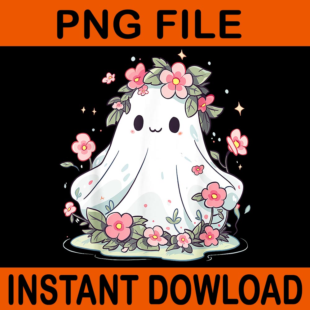 Floral Ghost Halloween PNG