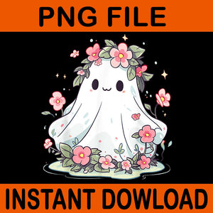 Floral Ghost Halloween PNG