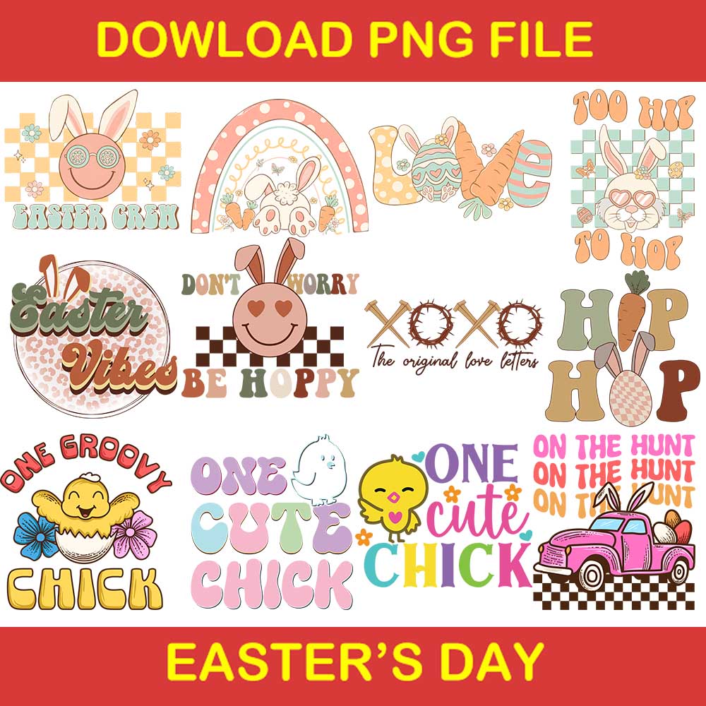 Easter Crew Png, Too Hip To Hop Png, One Cute Chick Png