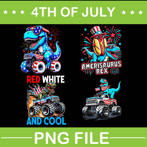 Dinosaur  4th Of July PNG,  Dinosaur T-Rex Monster Truck PNG, 