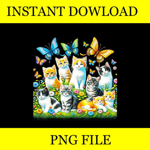 Cats And Butterflies PNG