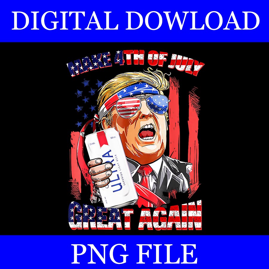 Make 4th Of July Great Again Trump PNG, Trump Drinking Beer PNG