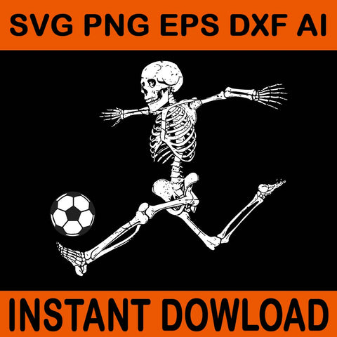 Skeleton Playing Soccer Halloween SVG