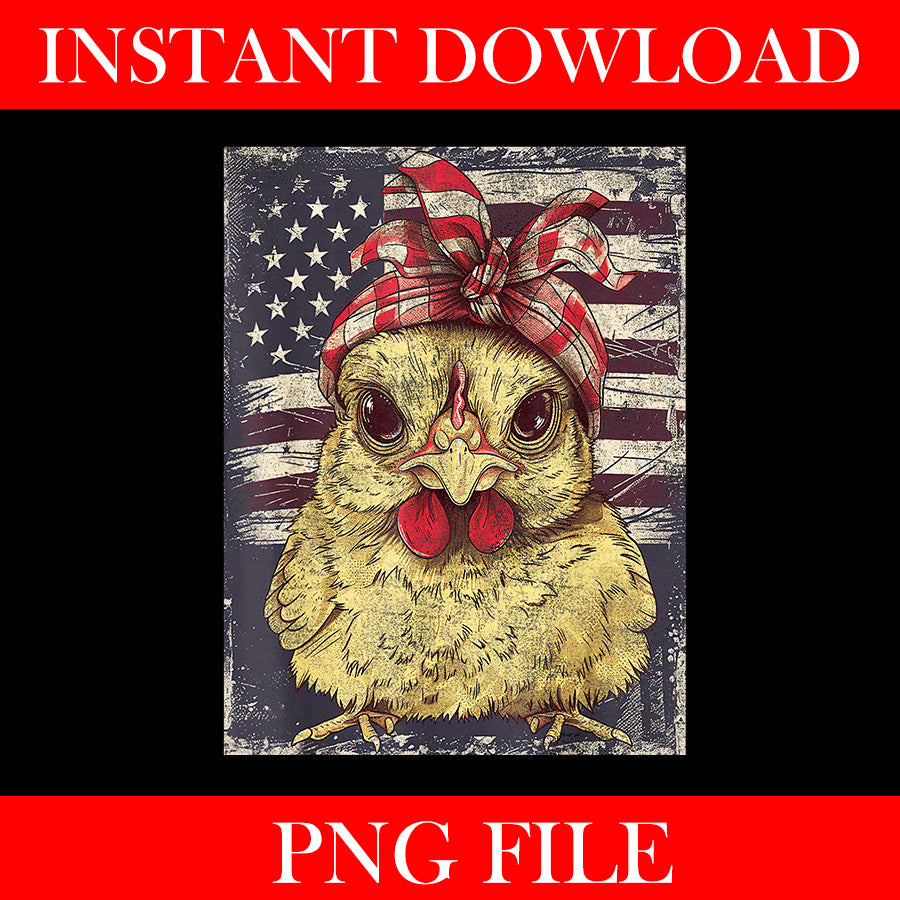 Cute Chicken USA American Flag Patriotic Americana PNG