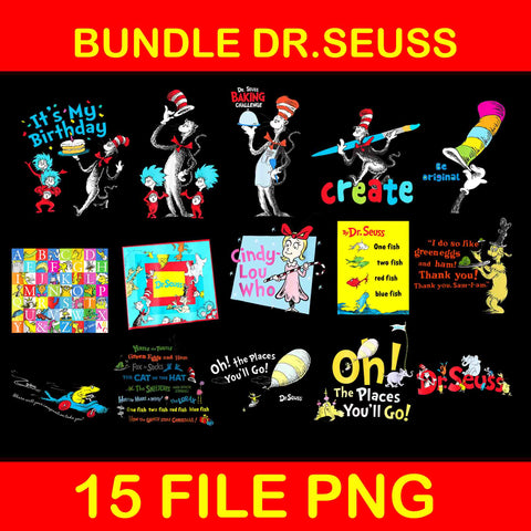 Bundle 15 file png dr.seuss png, bundle dr seuss png, sam i am png, hat in the hat png