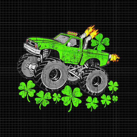 St Patricks Day Lucky Monster Truck Png, Truck Shamrock Png, Monster Irish Png