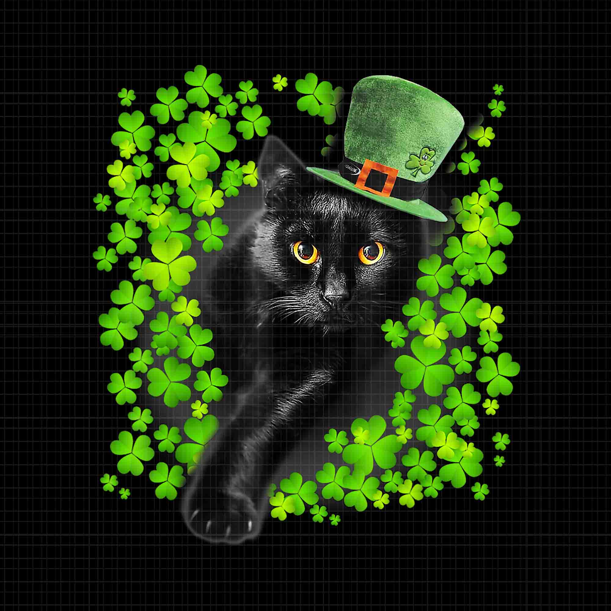 St Patrick Day Black Cat Png, Kitten Lover Irish Png, Cat Patrick Day Png, Kitten Patrick Day Png, Black Cat Shamrock Png