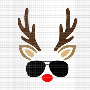 Reindeer Face Glasses Christmas Svg, Reindeer Christmas Svg, Reindeer Xmas Svg