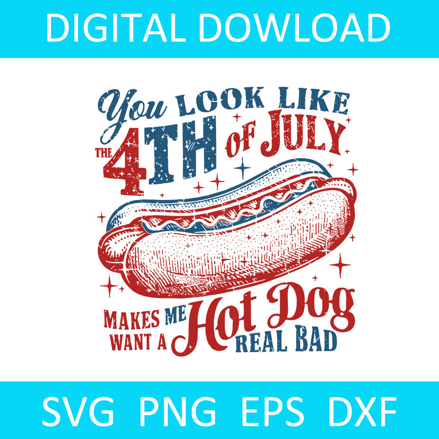 You Look Like the 4th of July SVG, Retro America Hot dog SVG