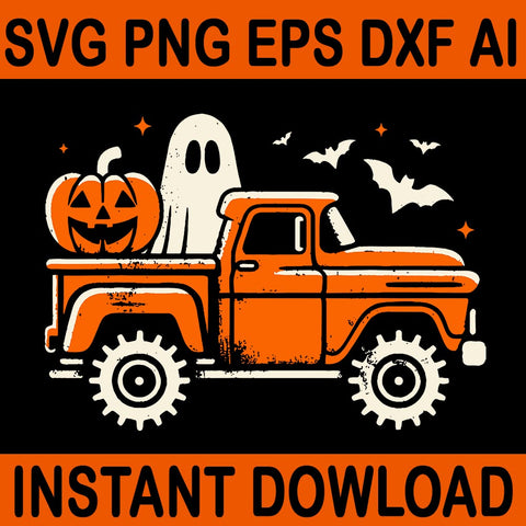 Monster Truck Pumpkin Ghost Halloween SVG