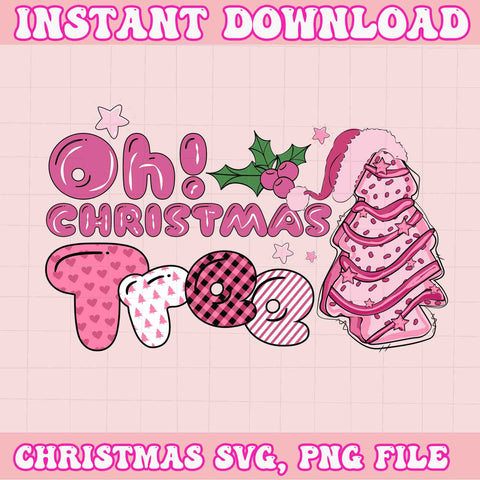 Pink Oh Christmas Tree Cake Merry Christmas Svg, Pink Christmas Svg, Pink Winter Svg, Pink Santa Svg, Christmas Vibes, Pink Santa Claus Svg, Pink Cake Svg, Pink Tree Svg