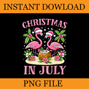 Pink Flamingo Christmas In July Beach Summer PNG