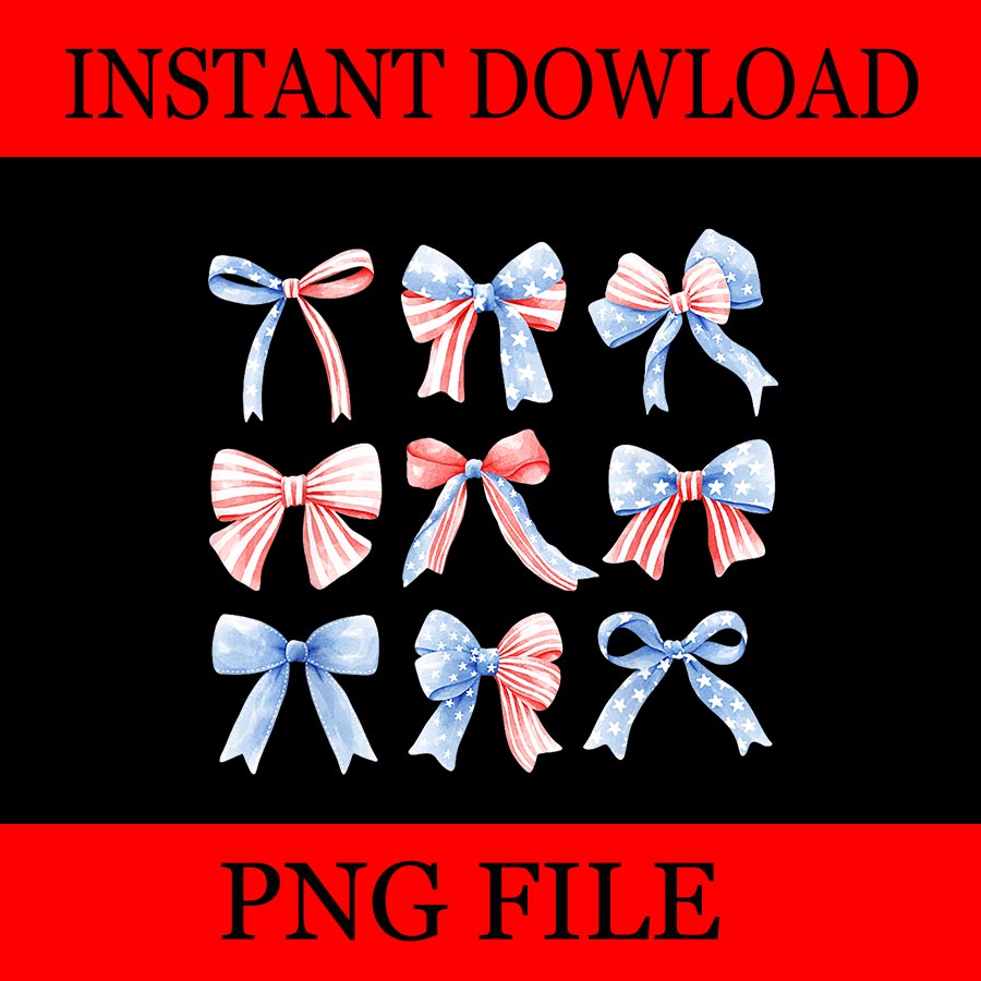 Coquette Bow 4th Of July USA PNG, Coquette Bow PNG