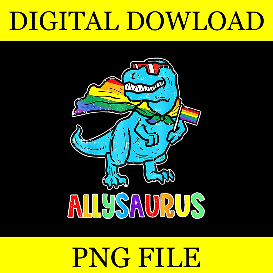 Allysaurus LGBT PNG, Dinosaur Rainbow Flag Ally LGBT Pride PNG