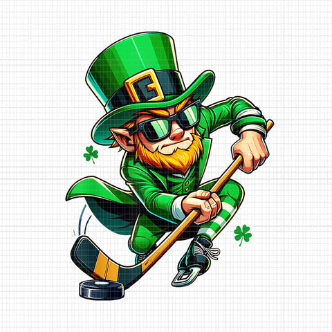 Leprechaun Playing Hockey St Patrick Day Png, Leprechaun Irish Png, Leprechaun Shamrock Png, Leprechaun Hockey Png