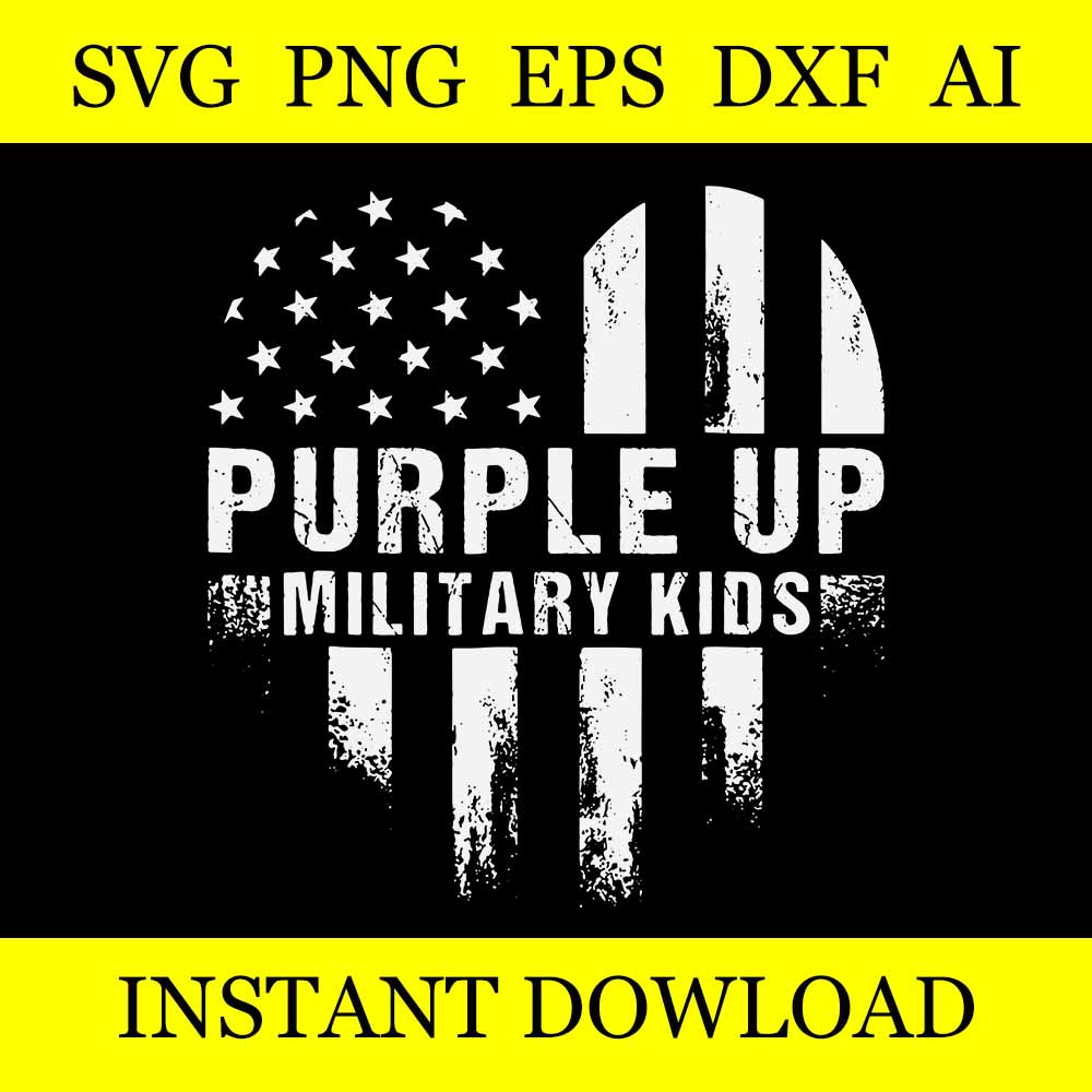 Child Us Flag Svg, Purple Up Military Kids Svg – buydesigntshirt