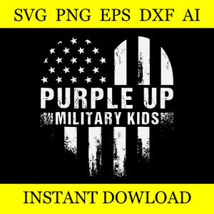 Child Us Flag Svg, Purple Up Military Kids Svg
