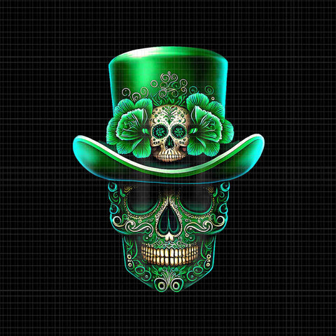 Sugar Skull Saint Patrick's Day Of Dead Leprechaun Png, Skull Irish Png