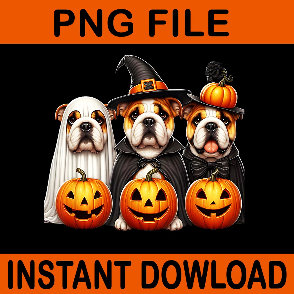 Bulldog Ghost Halloween Dog PNG