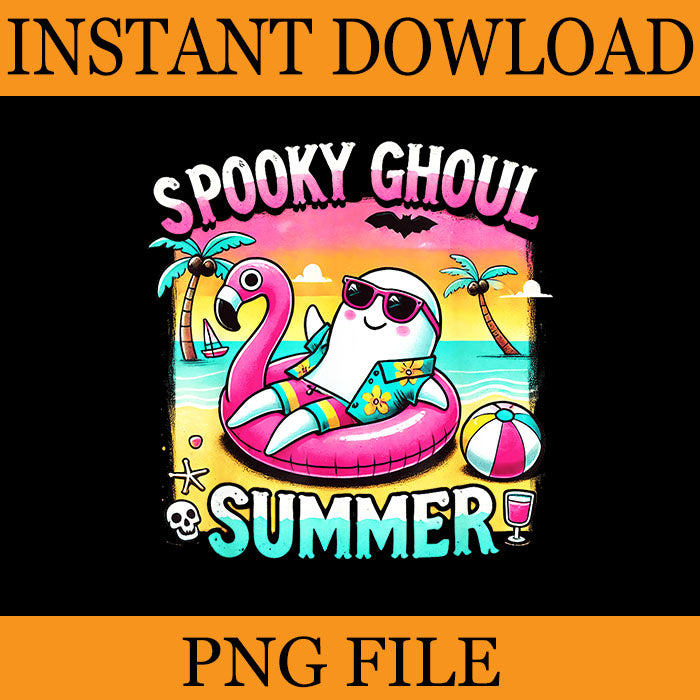 Spooky Ghoul Summer Ghost Flamingo PNG