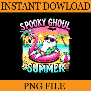 Spooky Ghoul Summer Ghost Flamingo PNG