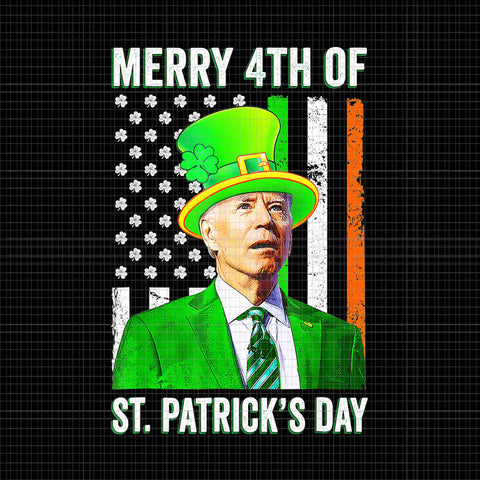 Merry 4th Of St Patrick's Day Joe Biden Leprechaun Hat Png, Joe Biden Patrick Day Png, Joe Biden Irish Png