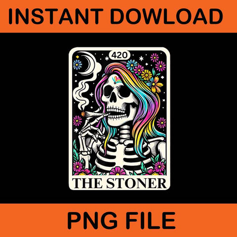 The Stoner Weed Lover Skeleton 420 Cannabis Tarot Card PNG