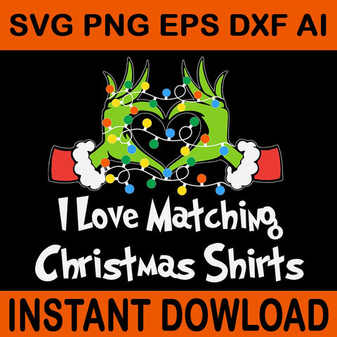 I Love Matching Christmas Shirts Hand Heart Svg