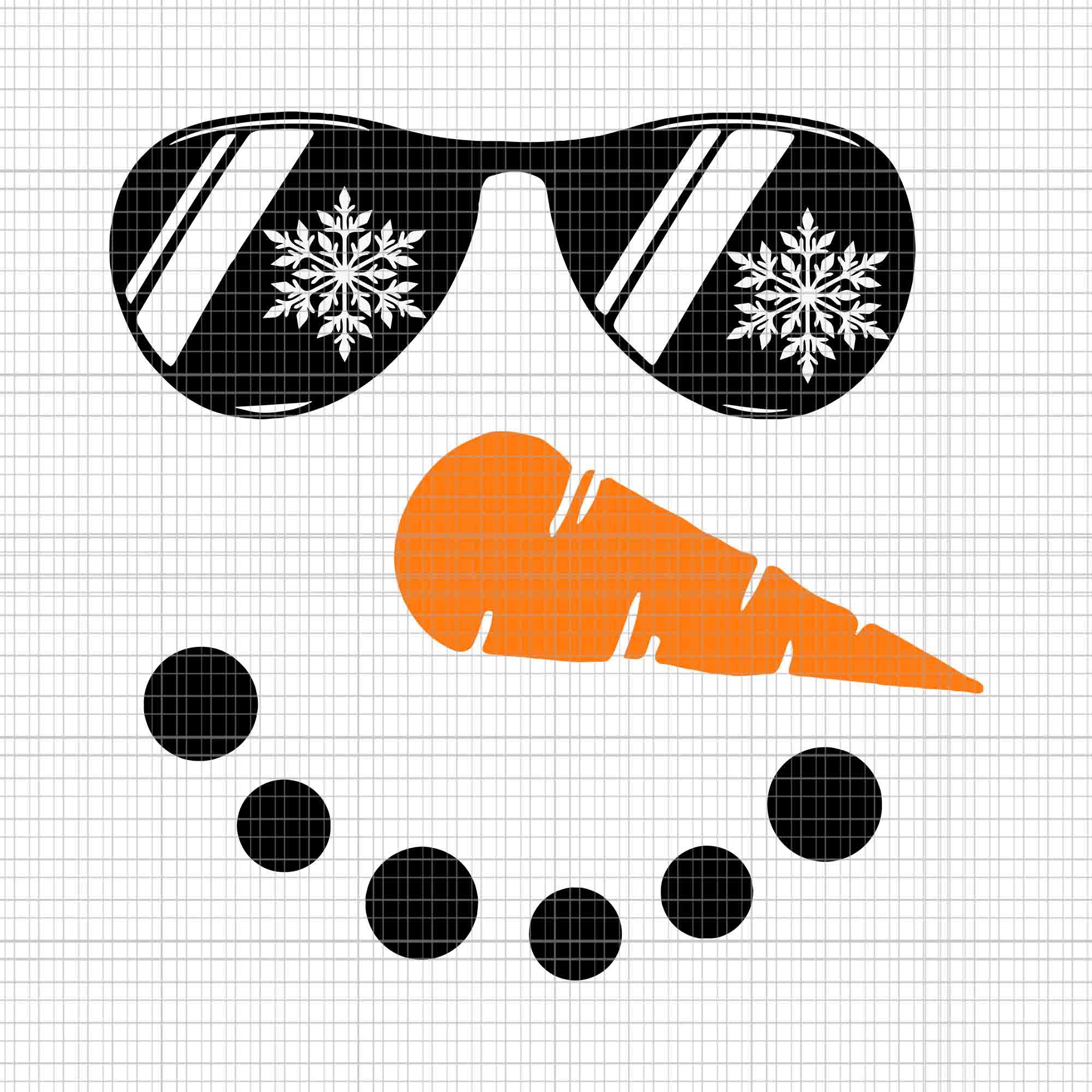 Snowman Face Svg, Snowman Christmas Svg, Snowman Glasses Svg