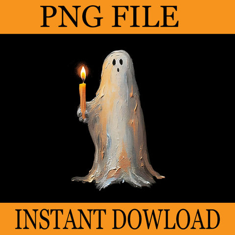 Halloween Ghost Holding Candle Spooky PNG