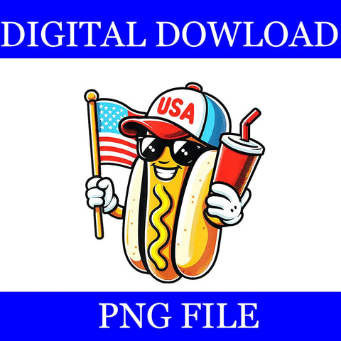 Hotdog 4th Of July PNG, Hotdog American Flag PNG