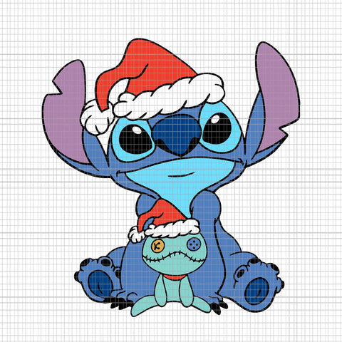 Stitch with candy cane SVG, Stitch santa hat SVG, Candy cane christmas SVG